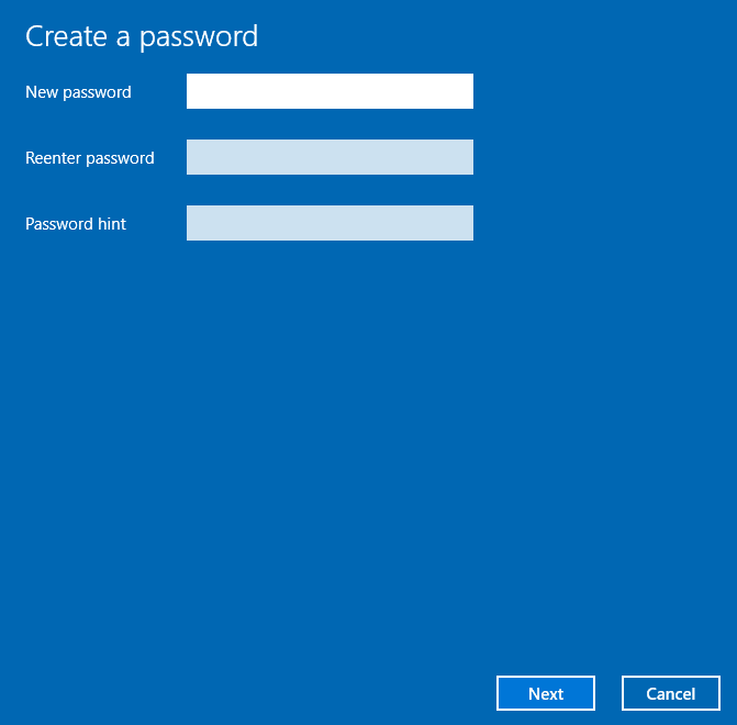 nhập password cho tài khoản